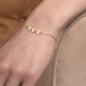 6 mm Initial Disc bracelet, Gold Filled, Rose Gold Filled, Silver, Personalized Bracelet, Initial Disc, Mother's Bracelet, Valentines Day image 2