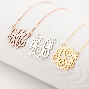 Monogram Necklace • Dainty Monogram Necklace • Custom Block Monogram Initials Necklace • Name Jewelry • Bridesmaids Gifts • Personalized