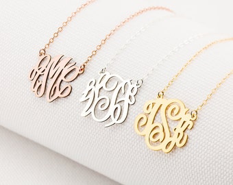 Monogram Necklace • Dainty Monogram Necklace • Custom Block Monogram Initials Necklace • Name Jewelry • Bridesmaids Gifts • Personalized