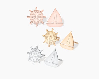 Pendientes náuticos con ancla dorada, regalo para ella, pendientes de playa, regalo de velero para verano, regalo de cumpleaños, pendientes de mar, regalo de Navidad