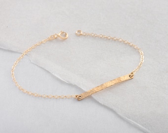 Hammered Skinny Mini Gold Bar Bracelet, Bar Bracelet, GOLD, ROSE Gold, SILVER, Bridesmaid Jewelry, Hand Hammered Bracelet