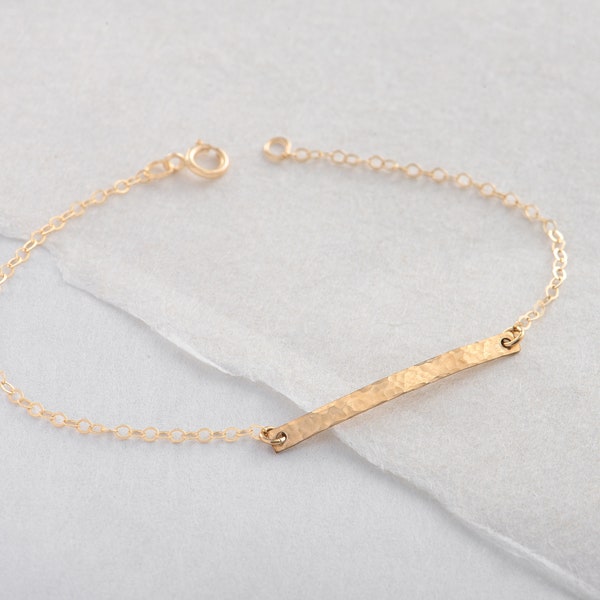 Hammered Skinny Mini Gold Bar Bracelet, Bar Bracelet, GOLD, ROSE Gold, SILVER, Bridesmaid Jewelry, Hand Hammered Bracelet