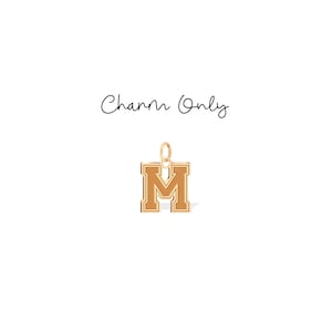 Sporty Jersey Letter Number Charm: Sterling Silver, Gold Filled, 14K Solid Gold Sports Jewelry Gift