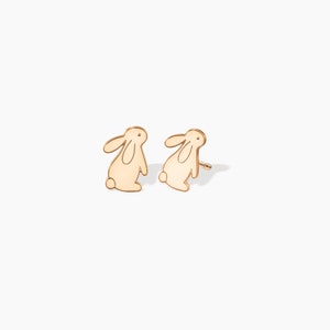 Cute Bunny Earrings, Dainty Earrings, Gold Earrings, Handmade Jewelry, Simple Gold Earring, Earrings, Easter Earrings, Animal Earrings image 5