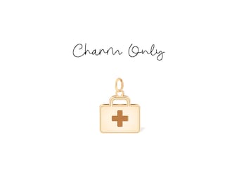 Red Cross Medical Box Charm: Sterling Silver, Gold Filled, 14K Solid Gold Handmade Emergency Charm Jewelry