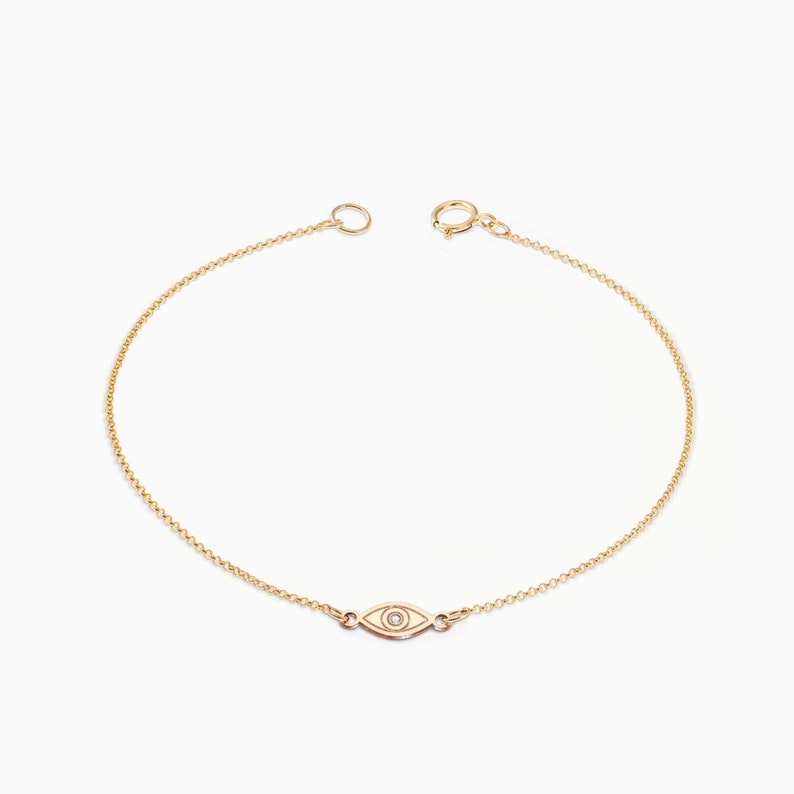 Evil Eye Bracelet, Gold Evil Eye Bracelet, Silver Evil Eye Bracelet, Crystal Evil Eye Jewelry, Dainty Bracelet, Bridesmaid Gift image 1