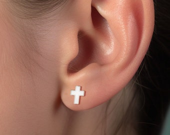 Cross Stud Earrings Gold Religious Jewelry Tiny Cross Earrings Christian Gift For Her Gold Cross Studs Baptism Earrings Confirmation Gift