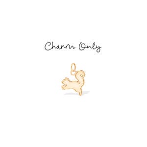 May include: A gold-colored squirrel charm with a loop for attaching to a necklace or bracelet. The charm is in a running pose and has a smooth, polished finish. The text "Charm Only" is written above the charm.