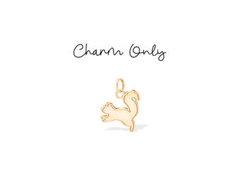 Leaping Squirrel Charm: Sterling Silver, Gold Filled, 14K Solid Gold Handmade Nature Animal Charm Jewelry