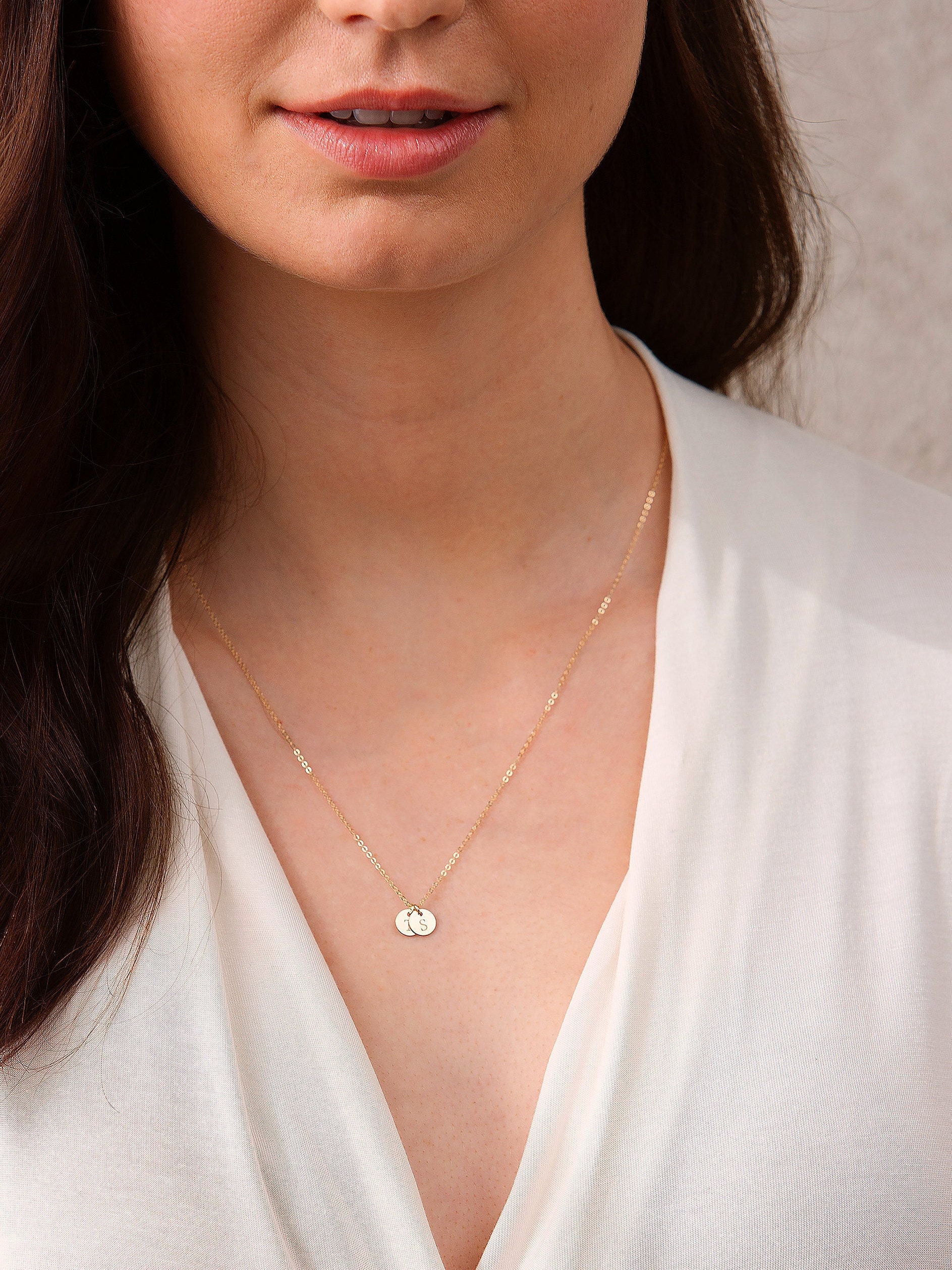 Initial Disc Necklace 9mm Disc 3 