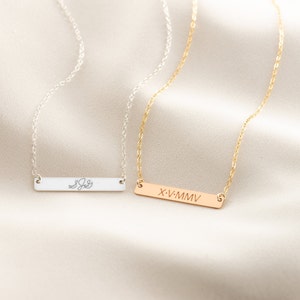 Classic Bar Necklace in Gold, Gifts For Her, Custom, Engraved, Customized Name, Personalized Bar Necklace image 4