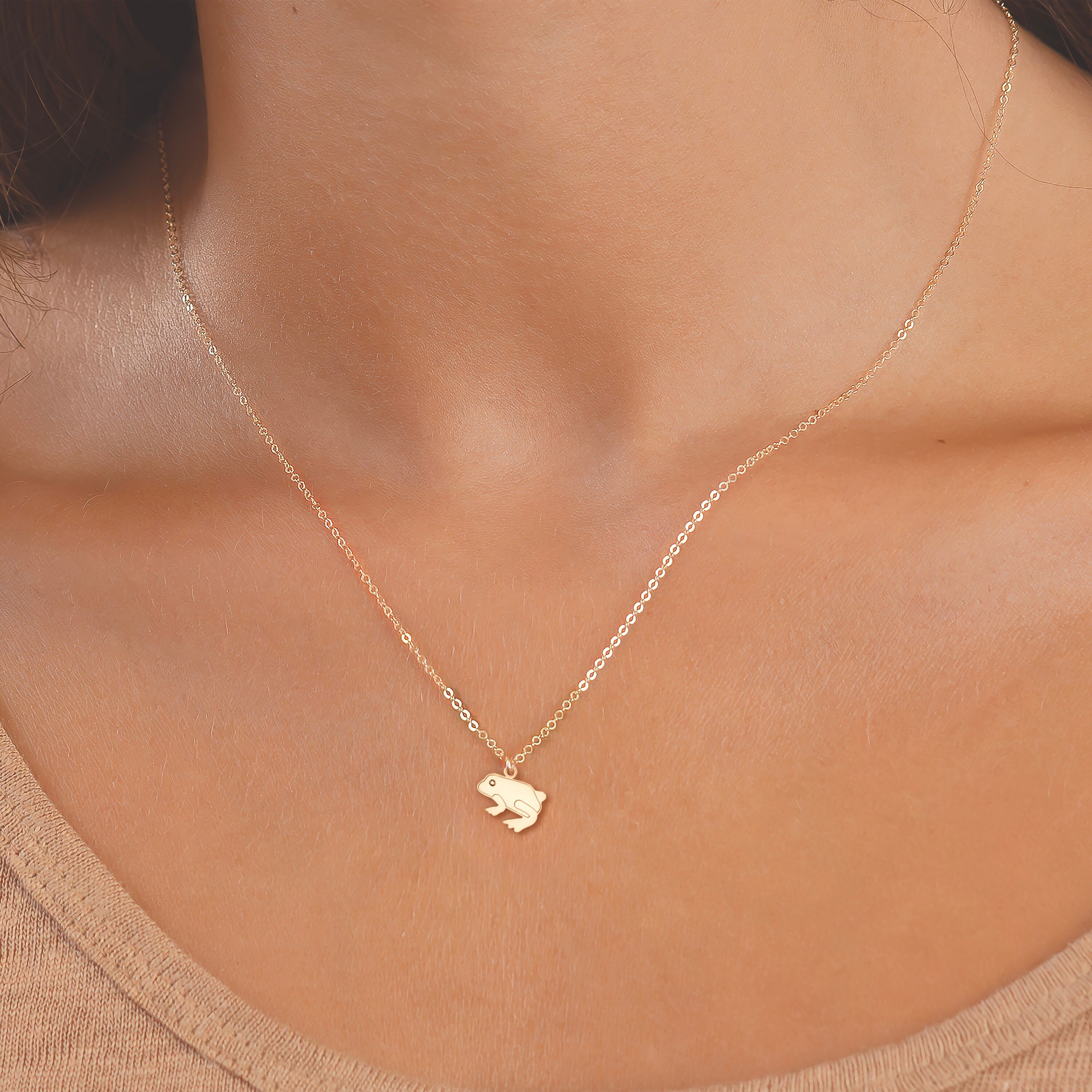 Frog Necklace Gold Animal Jewelry Gift For Her Cute Frog Charm Necklace Wedding Gift For Mum Birthday Gift