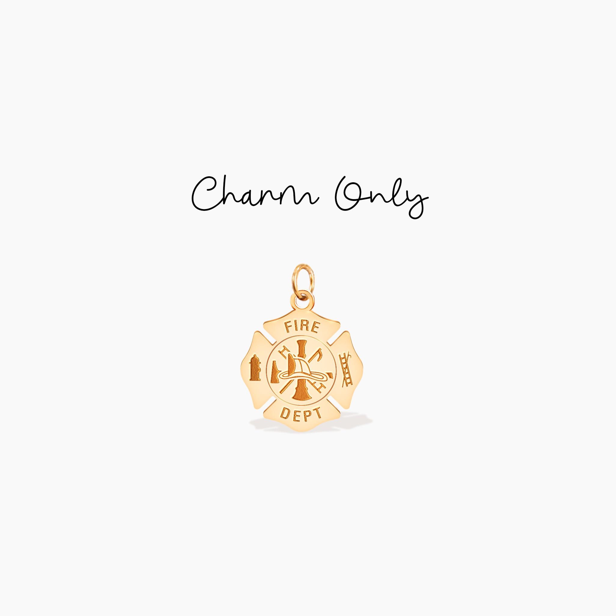 Solid 14k Yellow Gold Firefighter Pendant - St. Florian Medal Style, Rescue Badge Jewelry