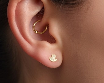 Puces d'oreilles signe du zodiaque Vierge, boucles d'oreilles symbole astrologique, bijoux du zodiaque, boucles d'oreilles en argent sterling rempli d'or 14 carats, boucles d'oreilles zodiaque