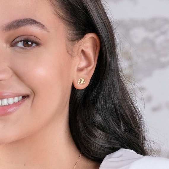 Personalized initial earrings sale