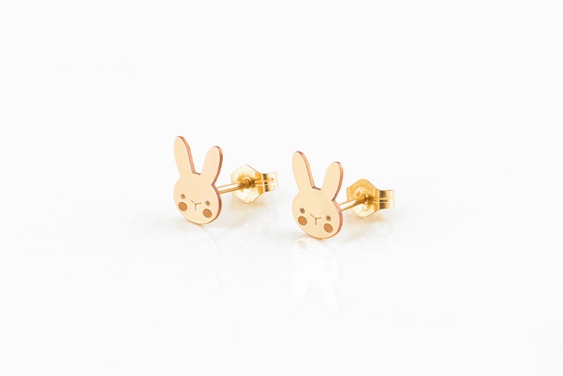 Bunny Stud Earrings Rabbit Earrings Rabbit Jewelry Gold | Etsy