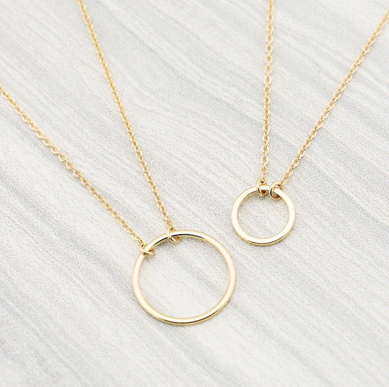 Circle Necklace Dainty Gold Circle Necklace Karma Necklace Etsy