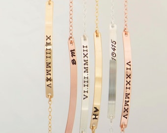 Long Skinny  Bar Bracelet, Gold Bar Bracelet, Name Engraved Bracelet, GOLD, ROSEGOLD, SILVER, Bridesmaid Jewelry, Nameplate Bracelet,