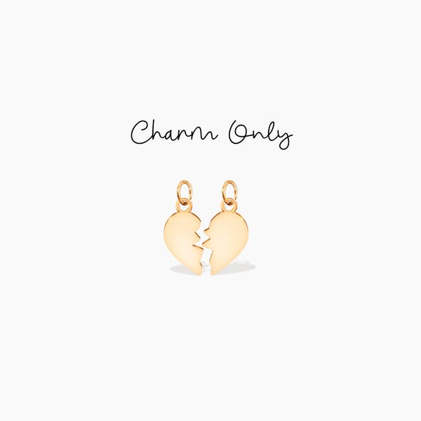 Broken Heart Charm Gold Heart Charm Friendship Charm Add On Charm Heart Charm Best Friend Charm Birthday Gift