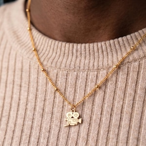 Movie Camera Charm Necklace: Handmade, Sterling Silver, Gold Filled, Retro Film Cinema Jewelry