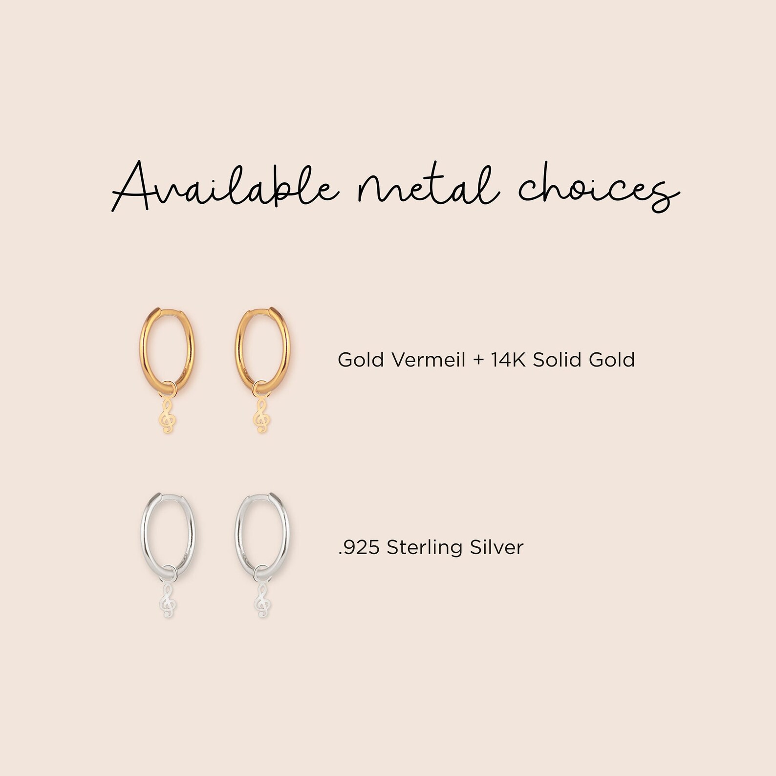 Musical Note Hoop Treble-clef Musical Note Charm Hoop Earrings - Gold Vermeil, Silver ...