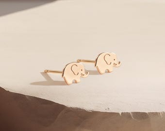 Oorbellen met olifantenbedeltje: massief 10K, 14K, sterling zilver, verguld, cadeau met safari-thema
