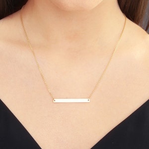 Skinny Long Bar Necklace, Personalized Gold Bar, Customized Gold Bar Necklace, Silver, Gold or Rose Gold Large Bar Necklace, Bridesmaid Gift image 3