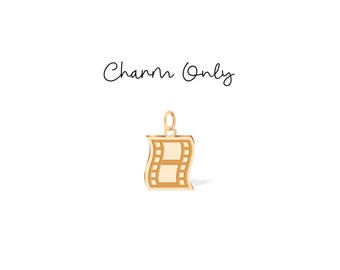 Film Reel Movie Cinema Pendant Charm: Sterling Silver, Gold Filled, 14K Solid Gold Minimalist Charm Jewelry