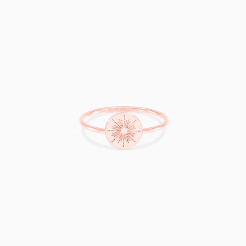 Gold Sun Ring, Gold Sunshine Ring, Dainty Gold Ring, Sunrise Ring, Sterling Silver, Rose Gold, Gift For Her, Bridesmaid image 3