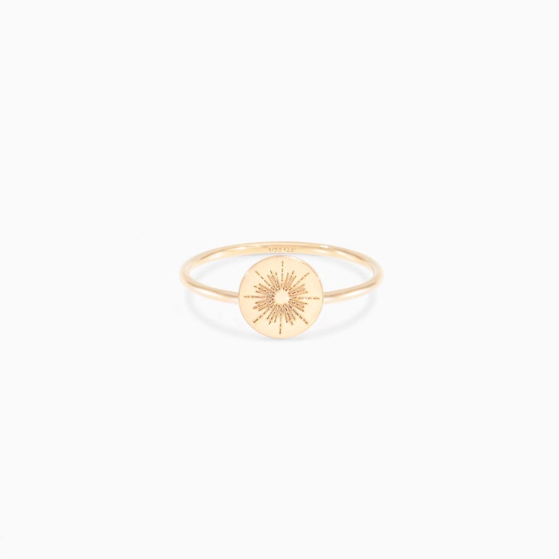 Gold Sun Ring, Gold Sunshine Ring, Dainty Gold Ring, Sunrise Ring, Sterling Silver, Rose Gold, Gift For Her, Bridesmaid image 1