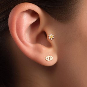 Lotus Flower Earrings Gold Lotus Flower Studs Boho Earrings Gift for Her Lotus Jewelry Yoga Jewelry Gold Flower Earrings Lotus Flower Studs