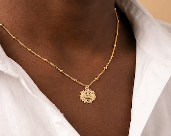 Christmas Snowflake Charm Necklace, Sterling Silver, 14K Gold Filled, 10K or 14K Solid Gold, Flat Cutout Border, Ball Chain