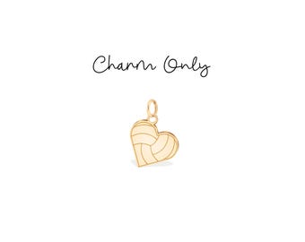 I Heart Volleyball Charm: Sterling Silver, Gold Filled, 14K Solid Gold Sports Charm Jewelry Gift