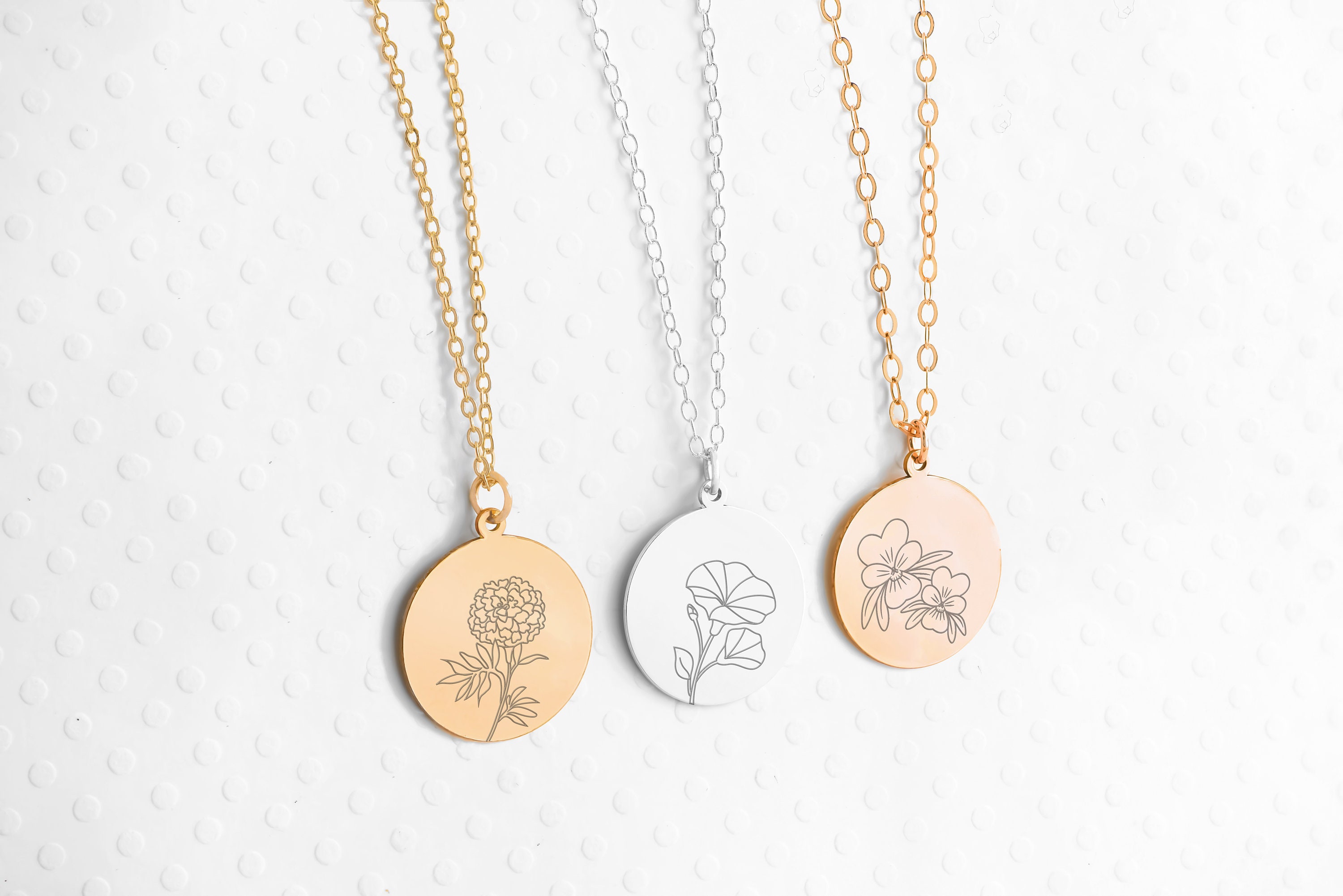 Birth Flower Necklace, Gold Birth Flower Necklace, Silver Birth Flower Necklace, Gold Flower Necklace, Birth Month Necklace, Bridesmaid Gift