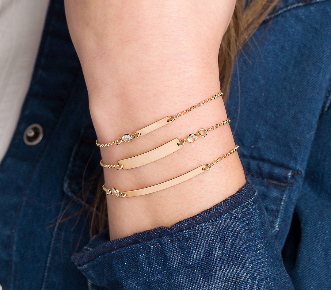 Gold Bar Bracelet, Bar Bracelet, Crystal Bar Bracelet, GOLD, SILVER ...