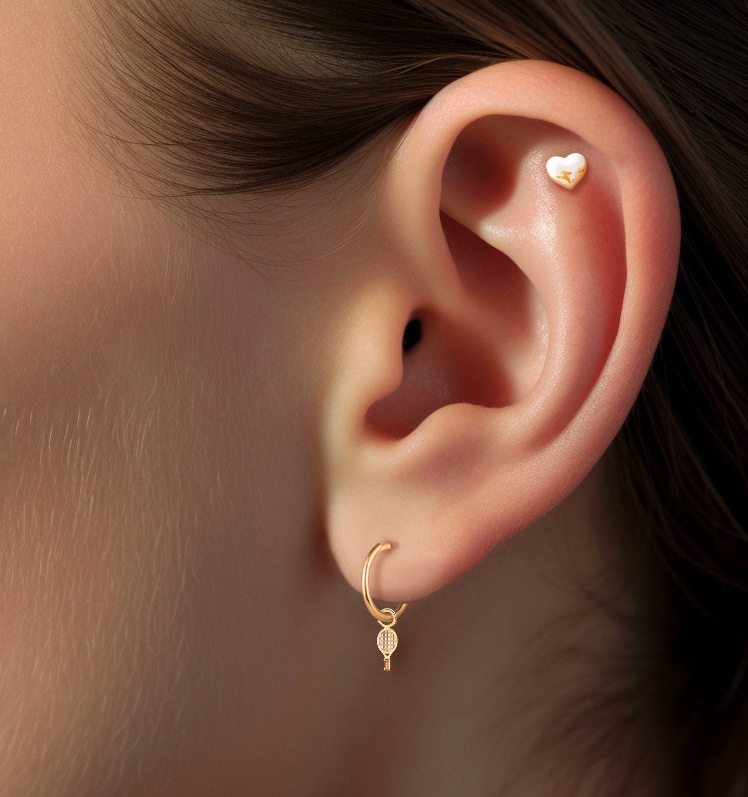 su HA wood ball hoop earrings えんじゅ K18 su HA wood ball