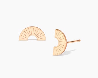 Sun Ray earring, Half Sunburst Earring, Dainty Earring, Mix and Match Gold Earring, Handmade Jewelry