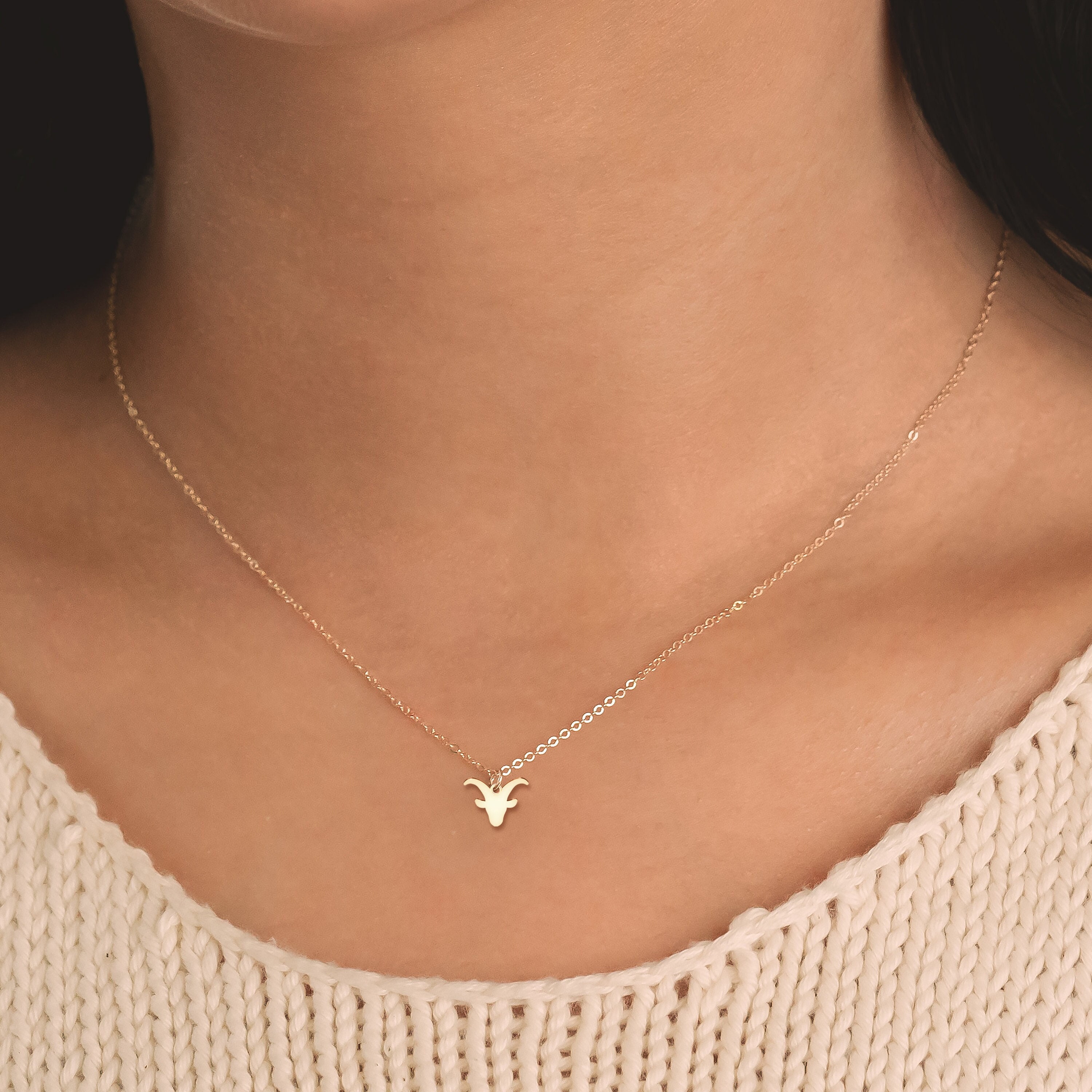 Goat Charm Necklace Custom Animal Pendant Nature Inspired Jewelry Engraved Zoo Animal Kids Necklace Boho Desert Necklace Mountain Goat Gift