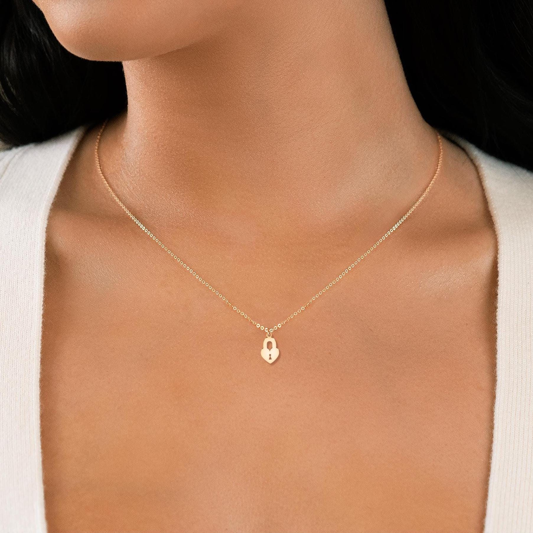 Collana lucchetto in argento dorato oro rosa - Gioielli