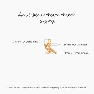 Gold cardinal bird charm pendant with jump ring, textured profile, bright finish, necklace-ready, thoughtful memorial gift, nature lover style, bridesmaid token, graduation keepsake