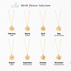 Birth Flower Necklace, Gold Birth Flower Necklace, Silver Birth Flower Necklace, Gold Flower Necklace, Birth Month Necklace, Bridesmaid Gift image 3