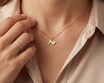 Vintage Heart Key Locket Charm Necklace: Sterling Silver, Gold Filled, 14K Solid Gold Romantic Jewelry Gift