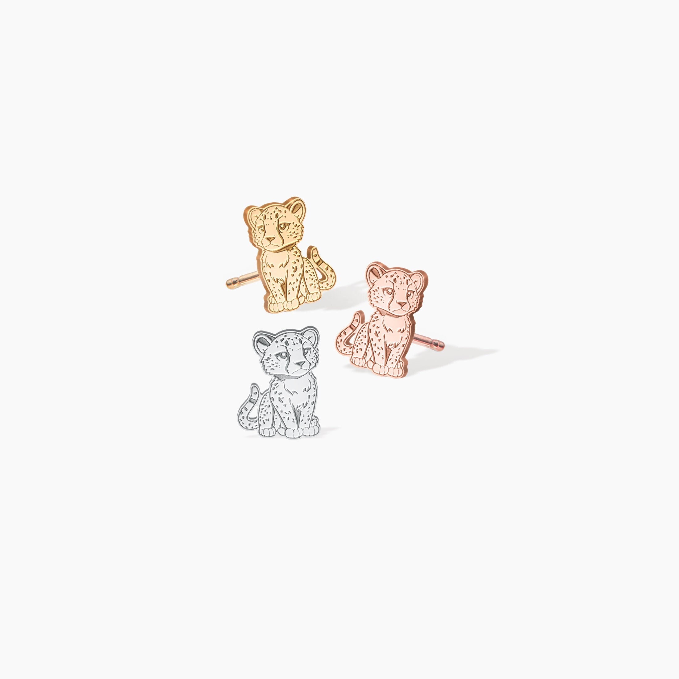 Cheetah Stud Earrings Gold Animal Earrings Handmade Jewelry Gift for Her Leopard Animal Earrings Fun Cheetah Earrings Jewelry Animal Print