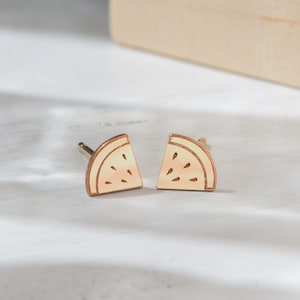 Watermelon Earrings, Gold or Rose Gold Watermelon Earring Stud, Silver Earring, Bridesmaid Gift, Mother's Day Gift, Graduation Gift. image 5