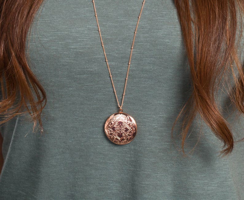 Rosegold Locket Necklace Custom Engraved Locket Necklace Etsy