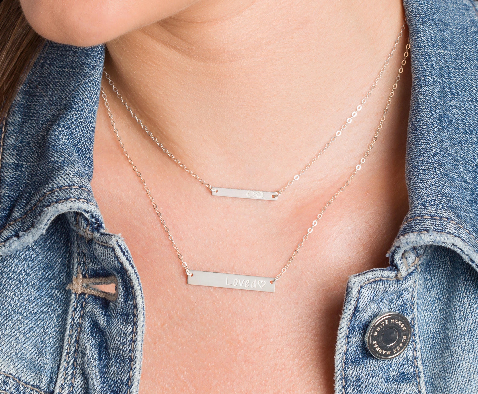 Bar Necklace SET of 2 Gold Rose Gold 
