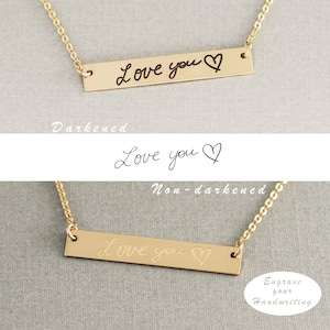 Gold Bar Necklace, Handwritten Bar Necklace - YOUR HANDWRITING - or Image, Sterling Silver, Gold or Rose Gold, Jewelry For Her