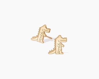 14K Gold filled and Sterling Silver Gator Studs, Cute Alligator Earrings, Cute Crocodile Earrings, Alligator Stud Earrings, Florida Gators