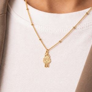 Jack O Lantern Charm Necklace, Flat Figure With Striped Legs, Sterling Silver, 14K Gold Filled, 10K or 14K Solid Gold, Ball Chain