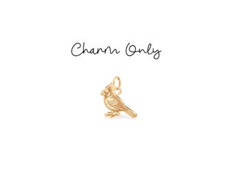 Dije de pájaro cardenal: plata de ley, chapado en oro, oro macizo de 14 quilates, pájaro delicado hecho a mano, regalo de joyería natural.
